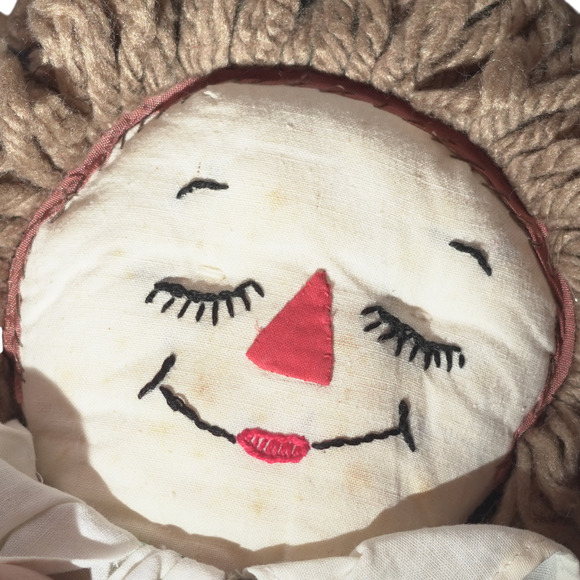 Vintage Raggedy Ann Cloth Doll 13" Rag Doll Yarn Brown Hair Two-Face - Picture 8 of 12